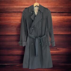 BURBERRY WOMEN’S BLACK LONG TRENCH COAT FROM EARLY 2010, UK 8/ US 6